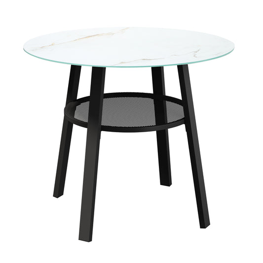 Livsip Outdoor Dining Table w/ Storage Shelf Black 90cm