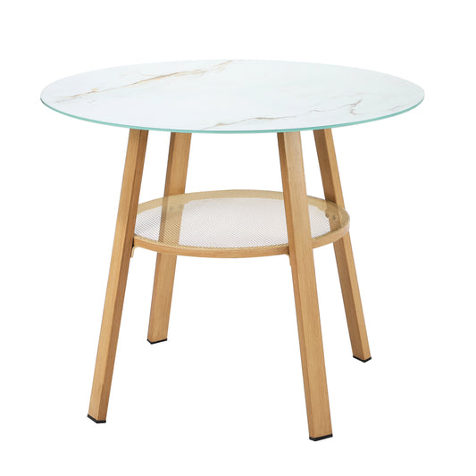 Livsip Outdoor Dining Table w/ Storage Shelf Brown 90cm