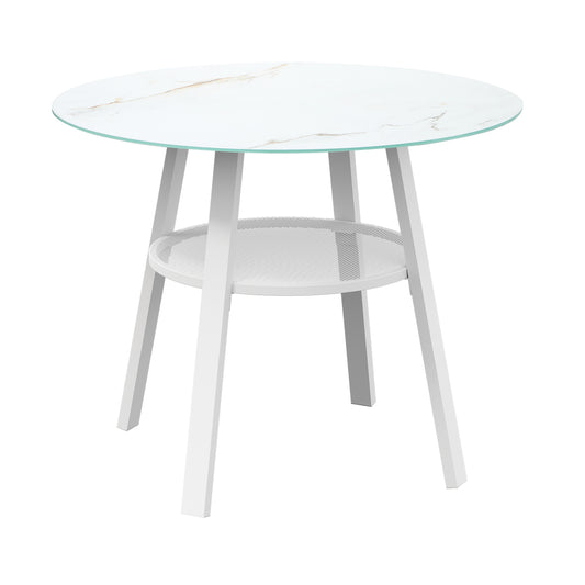 Livsip Outdoor Dining Table w/ Storage Shelf White 90cm