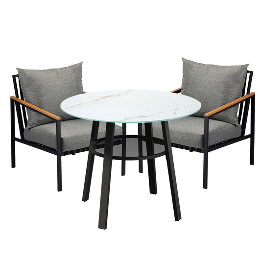 Livsip Outdoor Dining Setting Table Sofa Chairs 3PCS