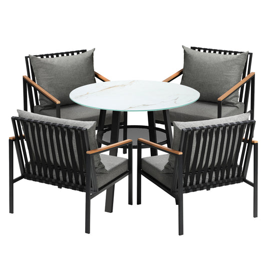 Livsip Outdoor Dining Setting Table Sofa Chairs 5PCS