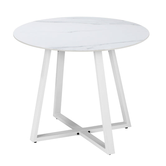 Livsip 90cm Outdoor Dining Sintered Stone Table White
