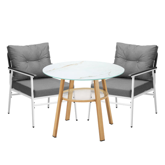 Livsip Outdoor 3PCS Dining Set Table with Storage Shelf