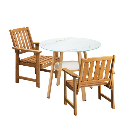 Livsip 3PC Outdoor Dining Set Solid Wood Chair and Table