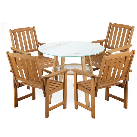 Livsip 5PC Outdoor Dining Set Solid Wood Chair and Table