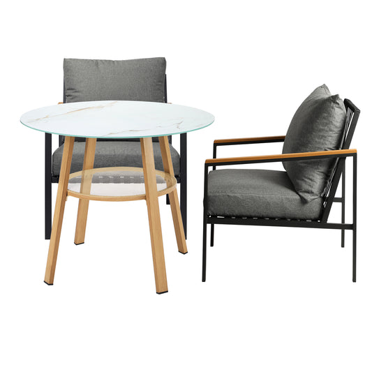 Livsip 3 Piece Outdoor Dining Setting Table w/Storage Shelf