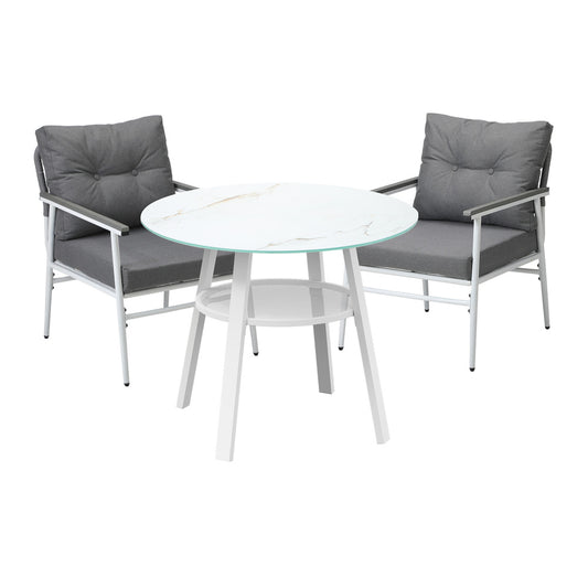 Livsip Outdoor Dining Setting 2 Seater Tempered Glass Table