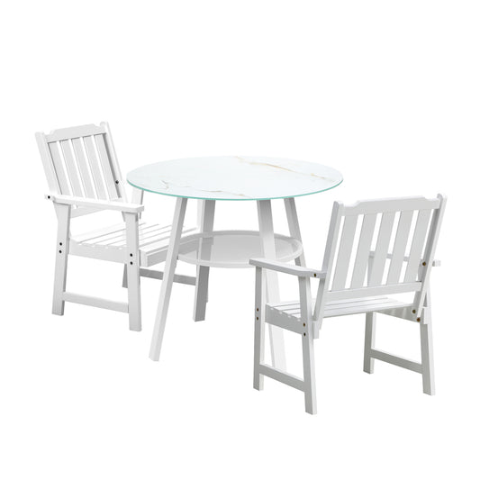 Livsip 3PCS Outdoor Dining Setting Solid Wood Chair