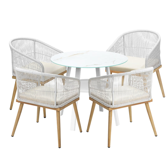 Livsip 5PCS Outdoor Dining Setting Table w/ Storage Shelf