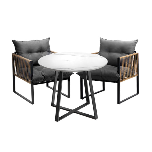 Livsip Outdoor Dining Set 2 Seater Sintered Stone Table