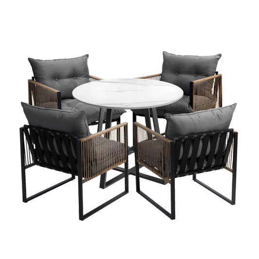 Livsip Outdoor Dining Set 4 Seater Sintered Stone Table
