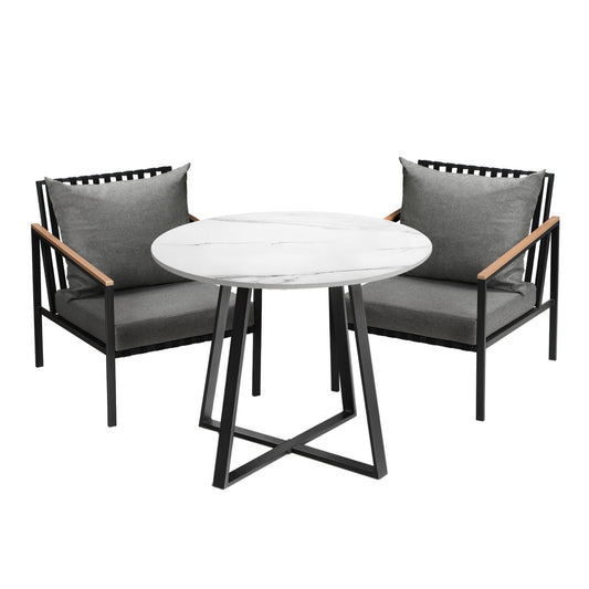 Livsip 3PCS Outdoor Dining Set Table&Sofa Chairs