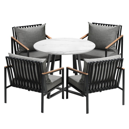 Livsip 5PCS Outdoor Dining Set Table&Sofa Chairs
