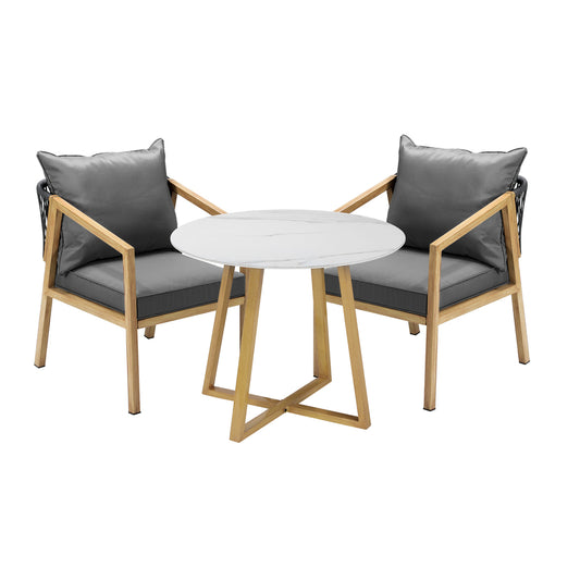 Livsip 3PCS Outdoor Dining Set 90cm Table&Lounge Chairs