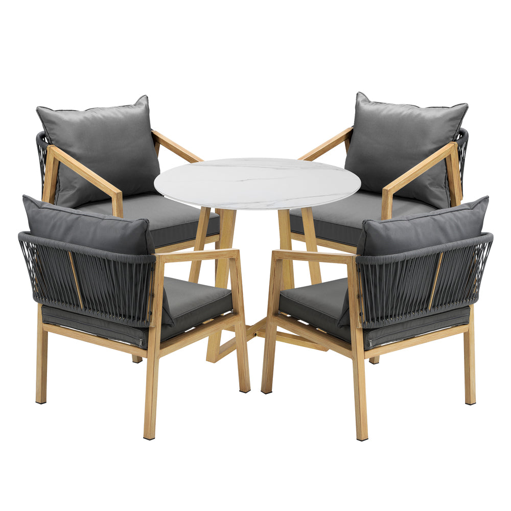 Livsip 5PCS Outdoor Dining Set 90cm Table&Lounge Chairs