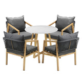 Livsip 5PCS Outdoor Dining Set 90cm Table&Lounge Chairs