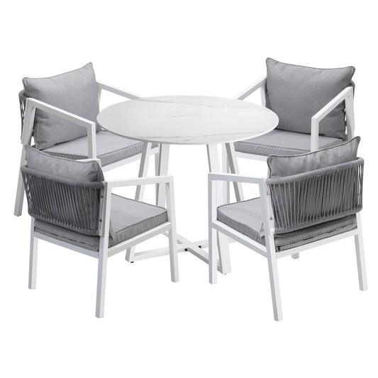 Livsip Outdoor Dining Set Bistro Setting 5PCS White