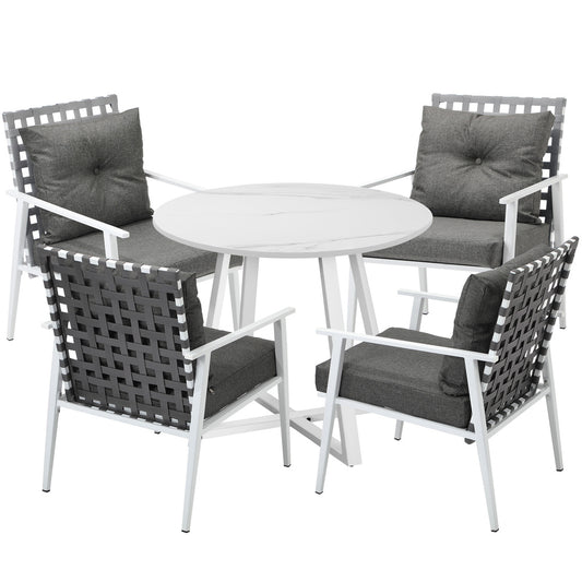 Livsip Outdoor Dining Set 5PCS Round Table Rattan Chair
