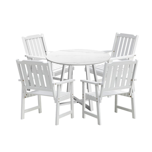 Livsip 5PCS Outdoor Dining Set Table&Solid Wood Chair