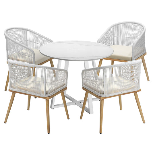 Livsip 5PCS Outdoor Dining Set Table&Chairs Bistro Set