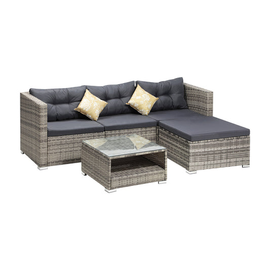 Livsip Outdoor Lounge Setting 5pc Wicker Sofa Set Rattan