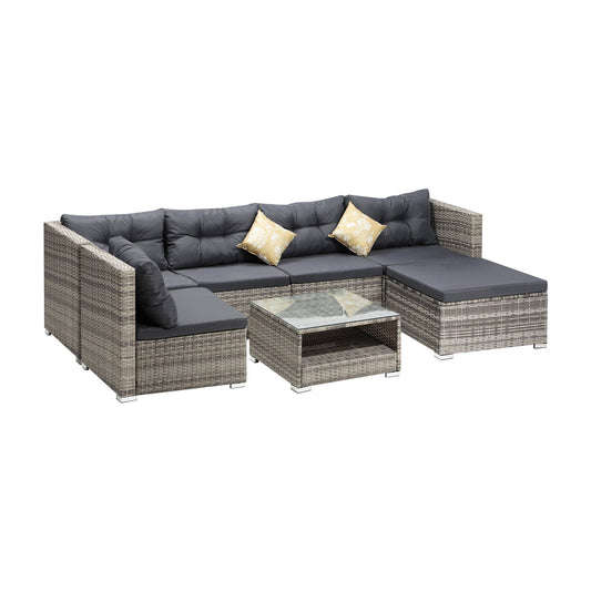 Livsip 6 Seater Outdoor Lounge Set Wicker Sofa Rattan