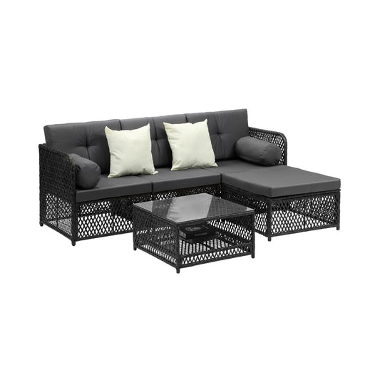 Livsip Outdoor Sofa Set 4 Seater Wicker Corner Modular Setting