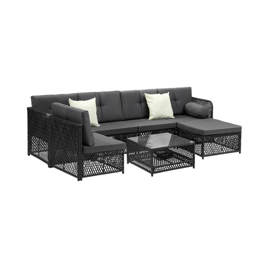 Livsip Outdoor Sofa Set 6 Seater Wicker Rattan Lounge Setting