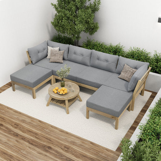 Livsip 7 Piece Outdoor Lounge Sofa Set Garden Furniture Grey