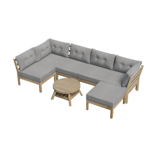 Livsip 7 Piece Outdoor Sofa Set 6-Seater Lounge Setting Grey