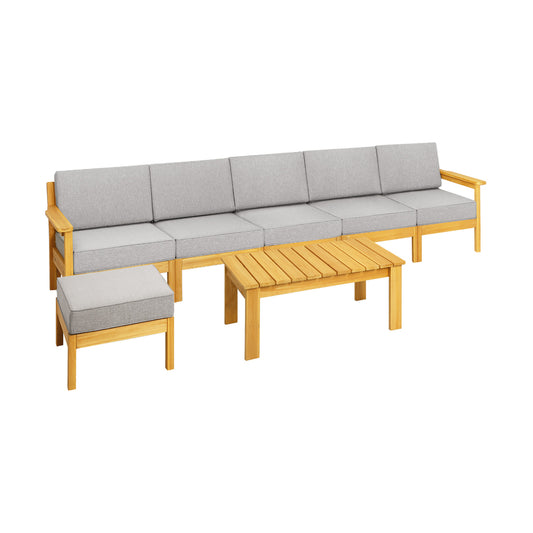 Livsip Outdoor Sofa Set Wooden Patio Set 7-Piece