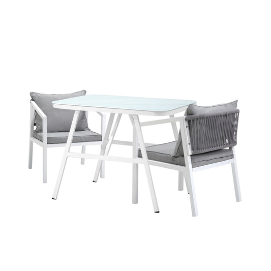Livsip 3PCS Outdoor Dining Set with Marble-style Table