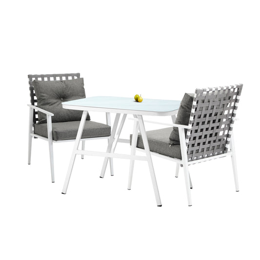 Livsip Outdoor Dining Set Rattan Chair Marble-style Table