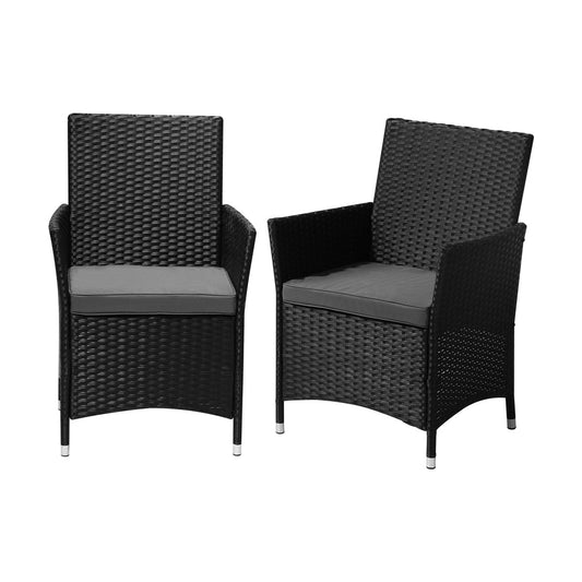 Livsip 2X Outdoor Patio Chairs Rattan Black