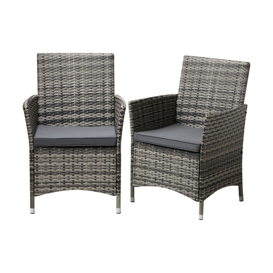 Livsip 2X Outdoor Patio Chairs Rattan Grey