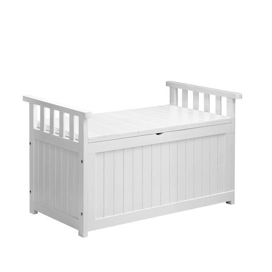 Livsip Outdoor Storage Box Wooden Garden Bench L White