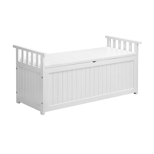 Livsip Outdoor Storage Bench Wooden Container White