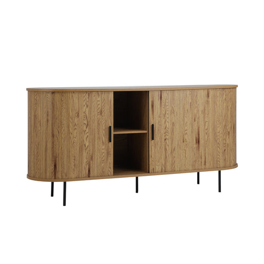 Oikiture Buffet Sideboard Sliding Doors Pantry Cabinet Natural