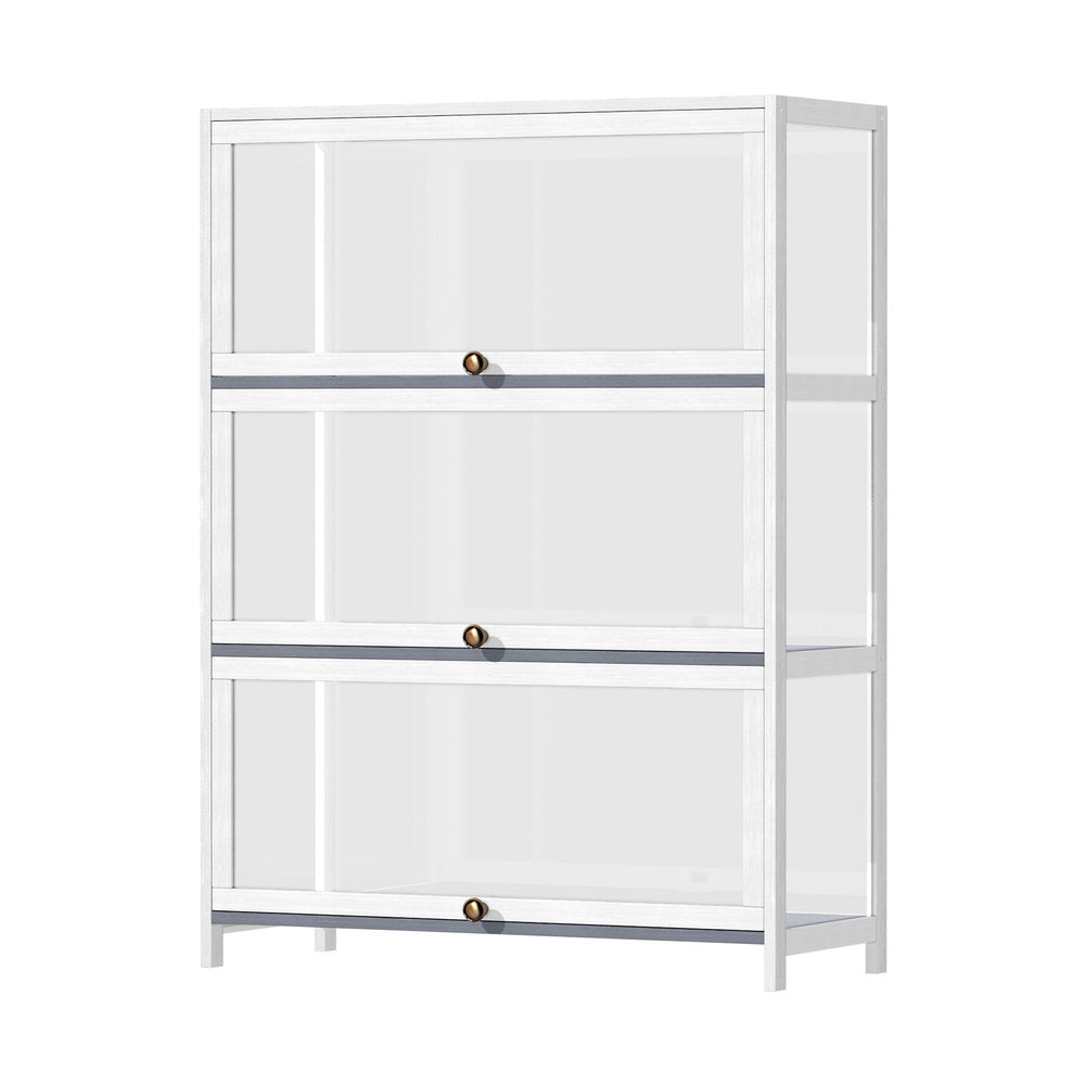 Oikiture Display Cabinet 3 Tiers Clear Door White
