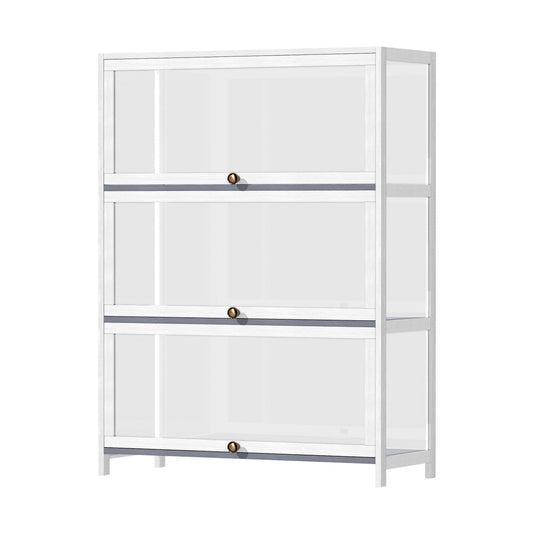 Oikiture Display Cabinet 3 Tiers Clear Door White