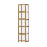 Oikiture Display Cabinet Slim 5-Tier Shelves Clear Oak