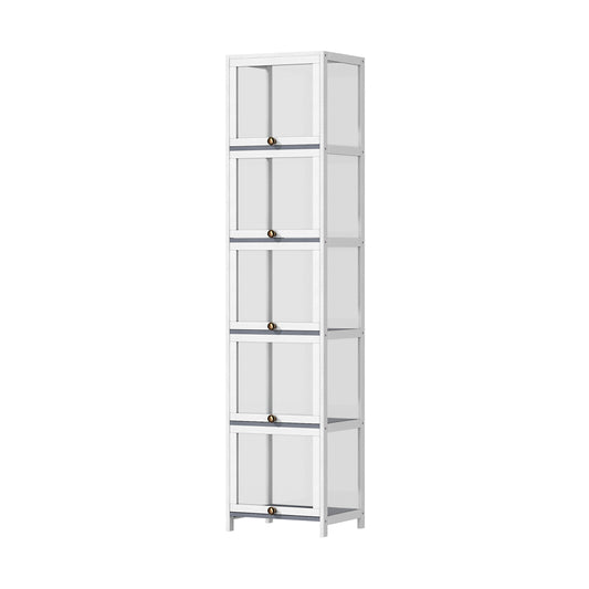 Oikiture Display Cabinet Slim 5-Tier Shelves Clear White