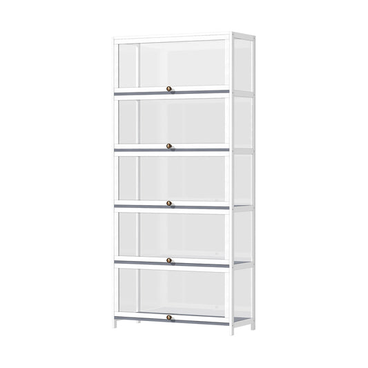 Oikiture Display Cabinet 5 Tiers Clear Door White