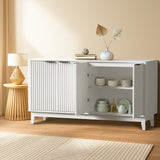 Oikiture Buffet Sideboard Storage Cabinet 4 Doors Cupboard White