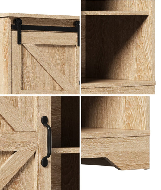 Oikiture 2x Buffet Sideboard Cabinet Storage Cupboard Oak