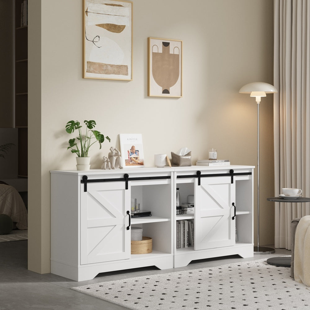 Oikiture 2x Buffet Sideboard Cabinet Storage Cupboard White