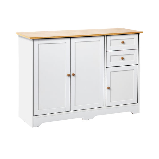 Oikiture Sideboard with 2 Drawers and 2 Cabinet White&Wood