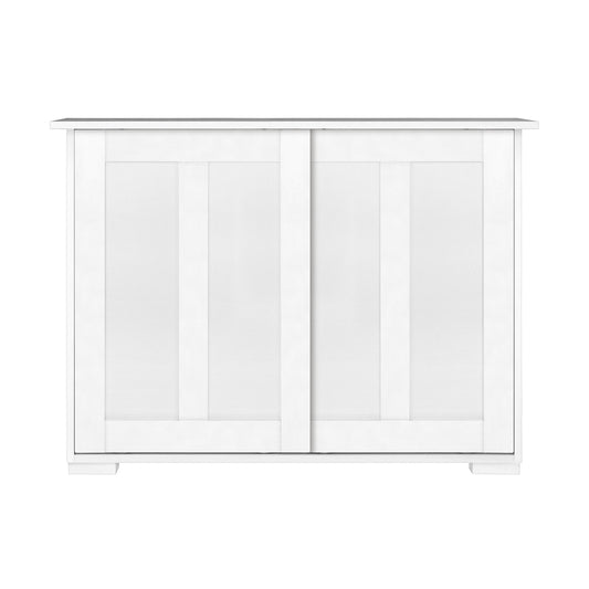 Oikiture Sideboard with Sliding Doors White