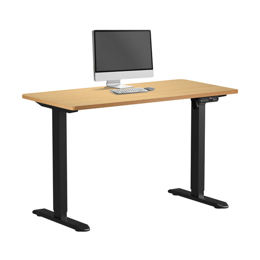 Oikiture 120CM Electric Standing Desk Single Motor Black&Oak