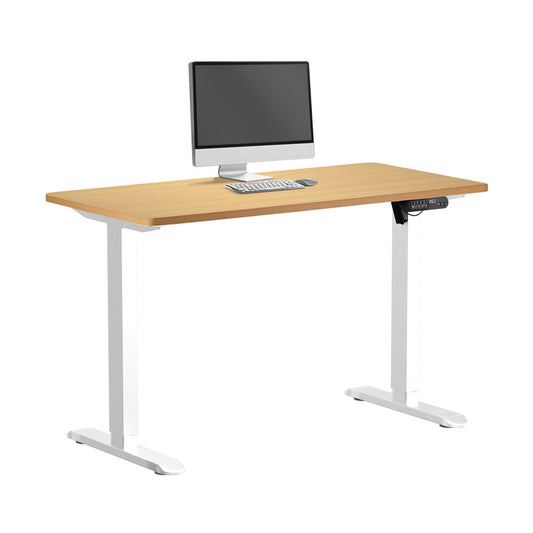 Oikiture 120CM Electric Standing Desk Single Motor White&Oak